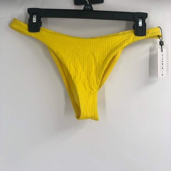 VITAMIN A EcoRib California High Leg Bikini Swim Bottom Cheeky NWT XL Yellow - Picture 3 of 11